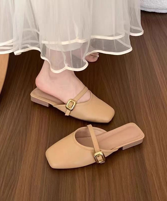 Splicing Sandals Slide Faux Comfortable Black Leather FashionChic