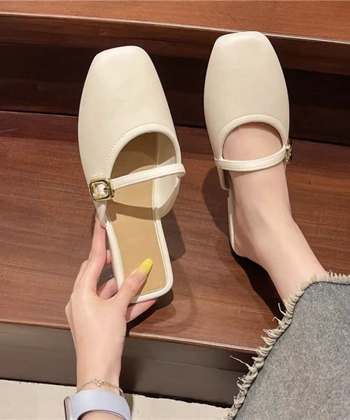 Splicing Sandals Slide Faux Comfortable Black Leather FashionChic