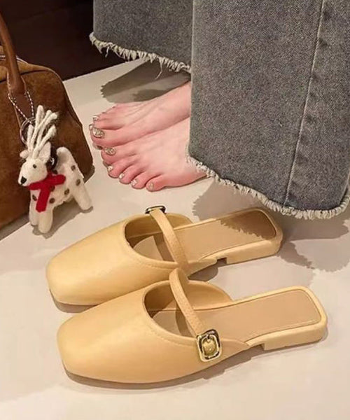 Splicing Sandals Slide Faux Comfortable Black Leather FashionChic