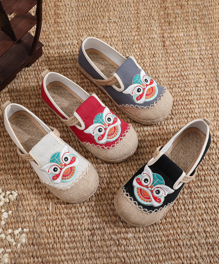 Black Comfy Bohemian Embroidery Flat Feet Shoes XC1044 Ada Fashion