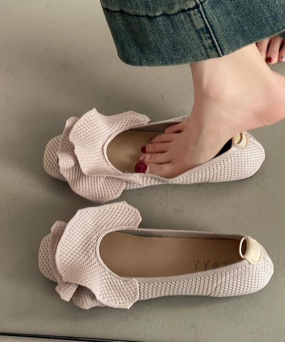 Shoes Splicing Fabric Flat Black Comfy Knit Ruffled FashionChic