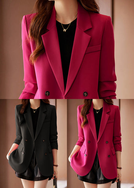 Black Cotton Coat Outwear Asymmetrical Double Breast Spring YJ019 ABC