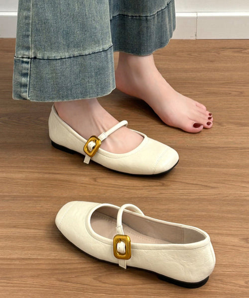 Splicing Black Women For Cowhide Leather Chic Shoes Flat FashionChic