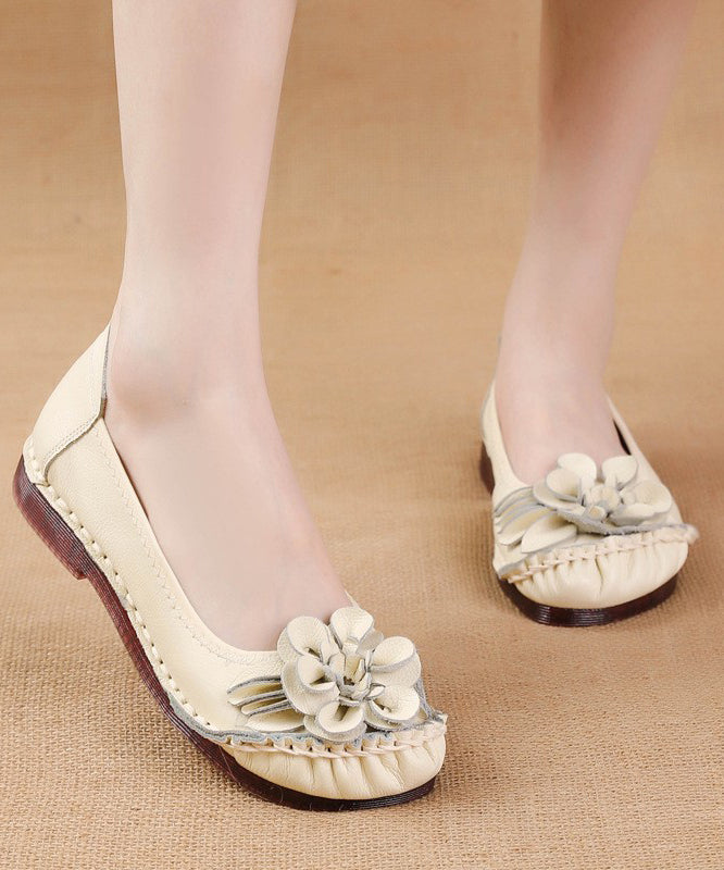 For Shoes Leather Women Cowhide Splicing Soft Black Flat FashionChic
