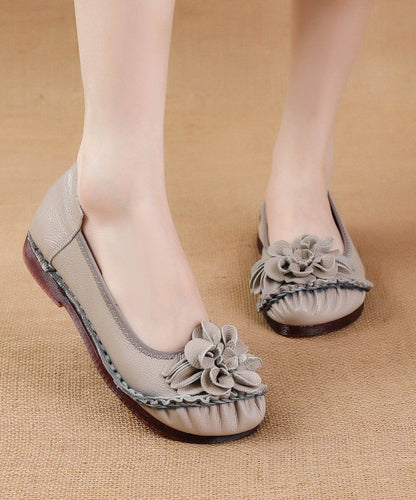 For Shoes Leather Women Cowhide Splicing Soft Black Flat FashionChic