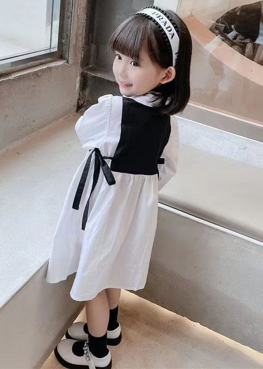 Black False Two Pieces Cotton Girls Dress Peter Pan Collar Fall XZ091 FALL-MM-RCTZ-FDGL240618