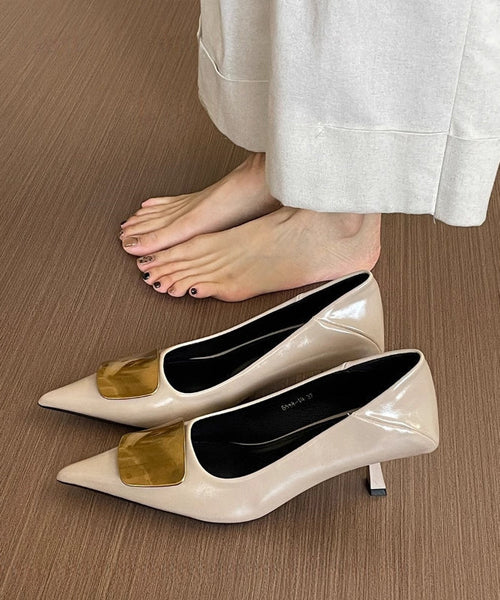 Black French Toe Sequined Heels Splicing High Pointed FashionChic