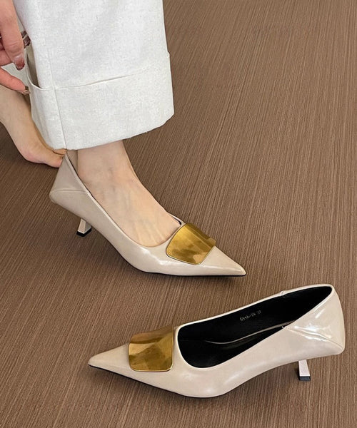 Black French Toe Sequined Heels Splicing High Pointed FashionChic