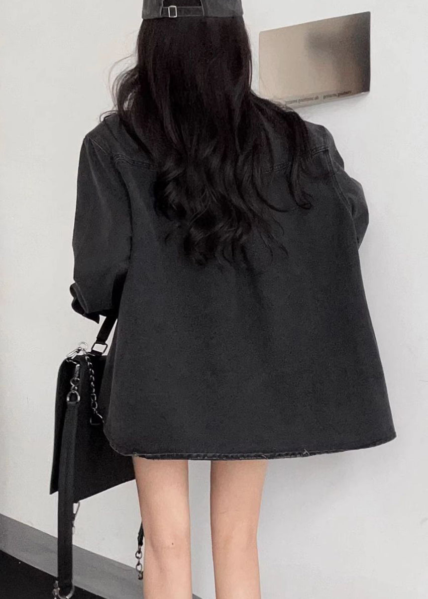 Black High Waist Two Piece Set Peter Pan Collar Long Sleeve RE042 MZF-TPIEC240807