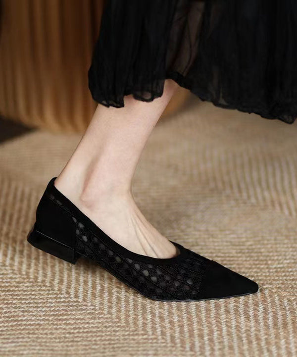 Black Hollow Out Breathable Tulle Women Splicing Flats QK045 shoe-PDX241013