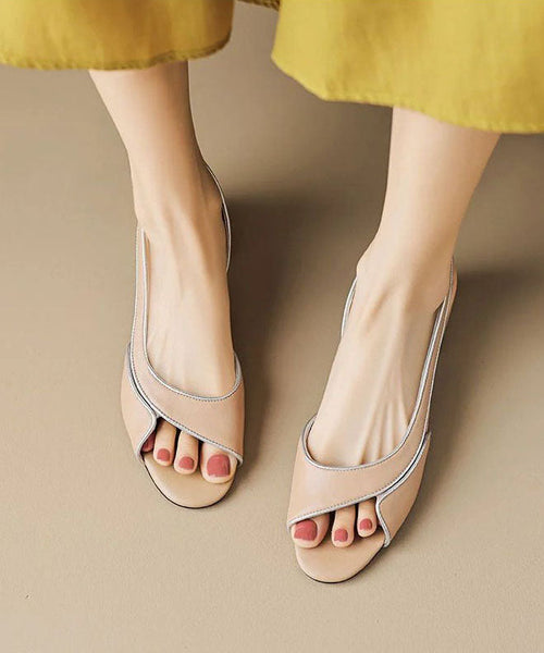 Black Sandals Splicing Chunky Peep Hollow Suede Out Toe FashionChic