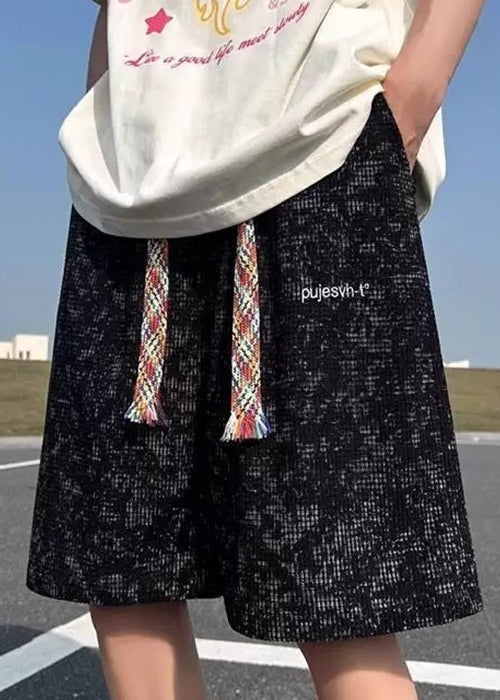 Pockets Letter Dye Tie Black Summer Men Cotton Shorts FashionChic
