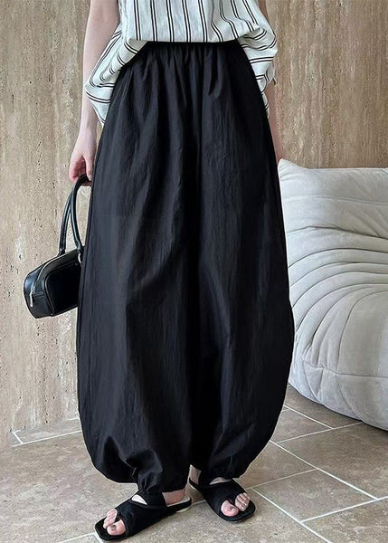 Pants Cotton Black Waist Lantern Elastic Summer Loose FashionChic
