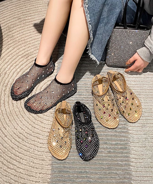 Multi Black Chic Zircon Boots Mesh Splicing Breathable FashionChic