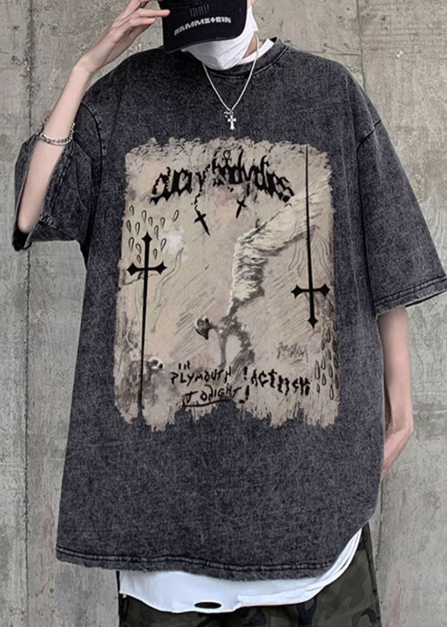 O Black T Cotton Graphic Mens Shirts Neck Design Original Half FashionChic