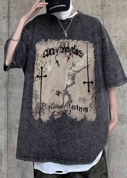 O Black T Cotton Graphic Mens Shirts Neck Design Original Half FashionChic