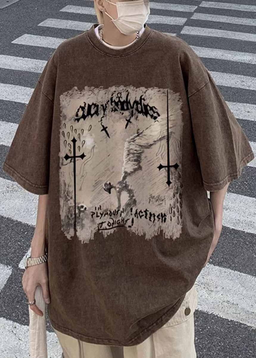 O Black T Cotton Graphic Mens Shirts Neck Design Original Half FashionChic