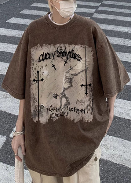 O Black T Cotton Graphic Mens Shirts Neck Design Original Half FashionChic