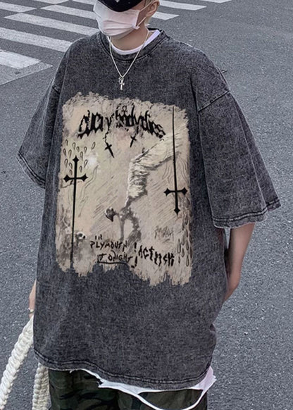 O Black T Cotton Graphic Mens Shirts Neck Design Original Half FashionChic