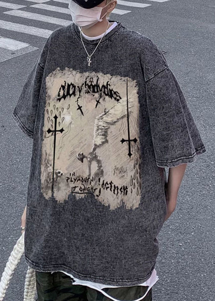 O Black T Cotton Graphic Mens Shirts Neck Design Original Half FashionChic