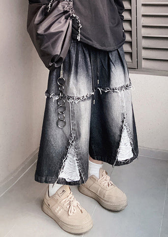 Oversized Original Waist Shorts Men Elastic Summer Design Black FashionChic