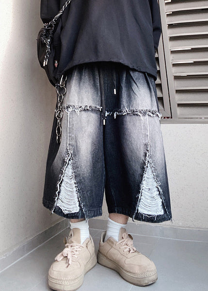 Oversized Original Waist Shorts Men Elastic Summer Design Black FashionChic