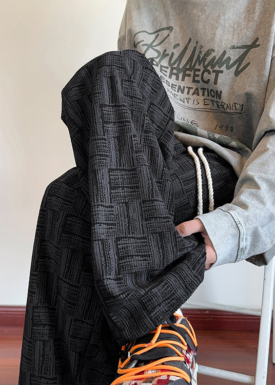 Black Original Design Pockets Corduroy Men Pants Elastic Waist Spring RM048 ABC