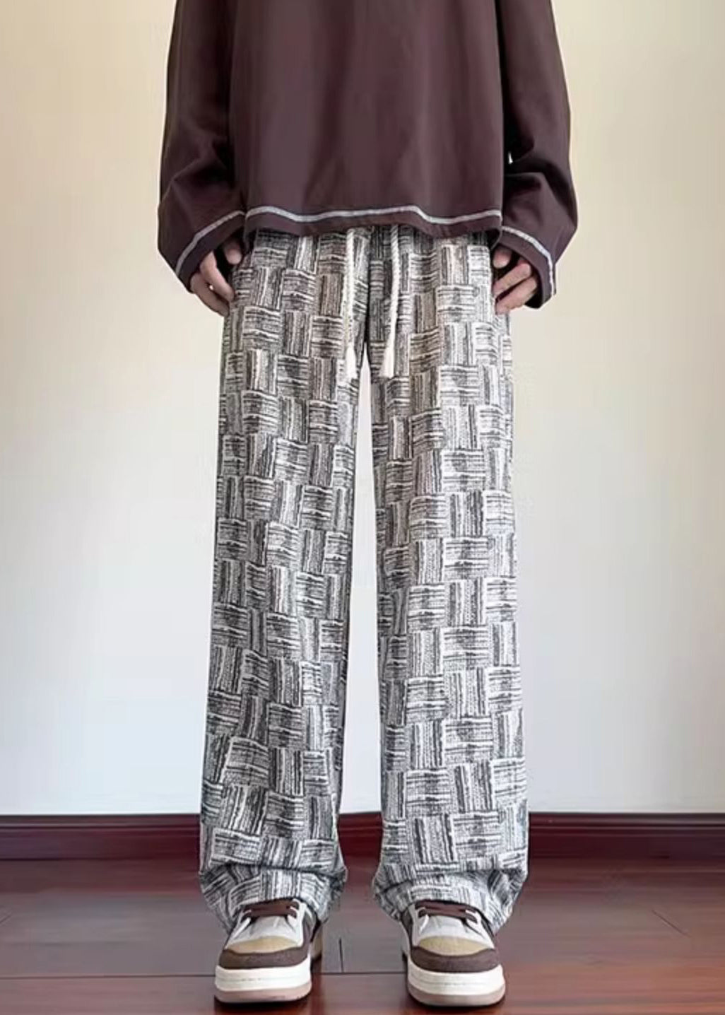 Black Original Design Pockets Corduroy Men Pants Elastic Waist Spring RM048 ABC