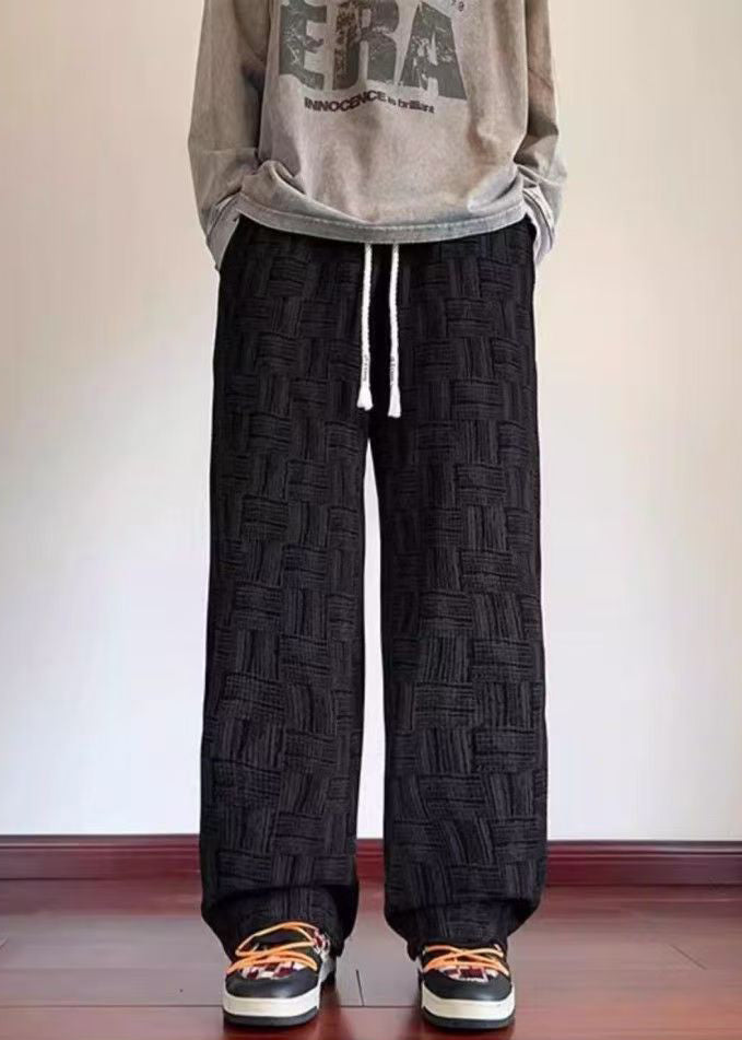 Black Original Design Pockets Corduroy Men Pants Elastic Waist Spring RM048 ABC
