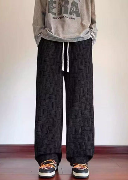 Black Original Design Pockets Corduroy Men Pants Elastic Waist Spring RM048 ABC