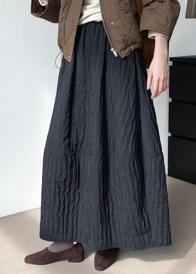 Black Patchwork Cotton Skirt Oversized Spring YK029 OM-MZF250306