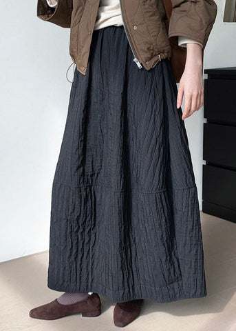 Black Patchwork Cotton Skirt Oversized Spring YK029 OM-MZF250306