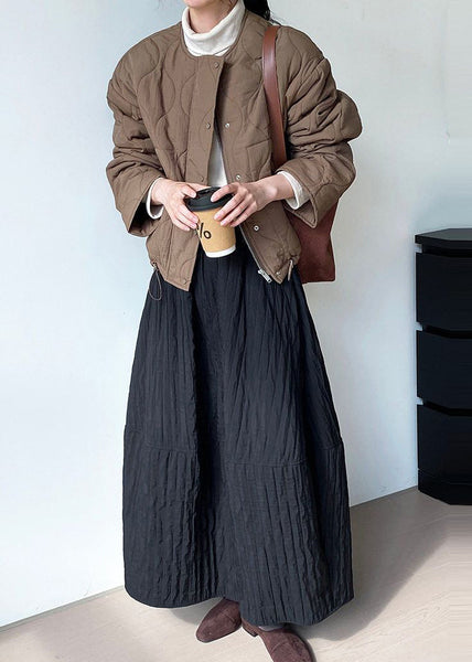 Black Patchwork Cotton Skirt Oversized Spring YK029 OM-MZF250306