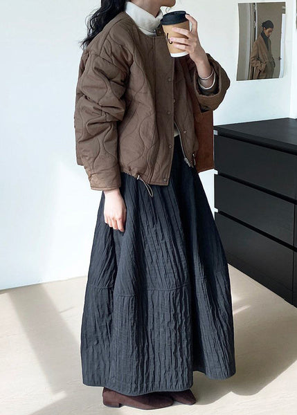 Black Patchwork Cotton Skirt Oversized Spring YK029 OM-MZF250306