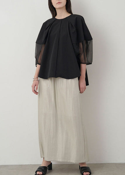 Black Sleeve Oversized Shirt Patchwork Organza Puff FashionChic