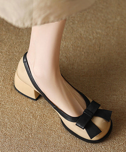 Black Penny Loafers Chunky Faux Leather Soft Splicing Bow WT032 shoe-GGX241030