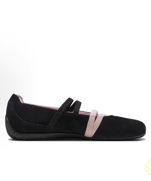Black Flat Pink Shoes Strap Buckle For Suede Splicing Women FashionChic