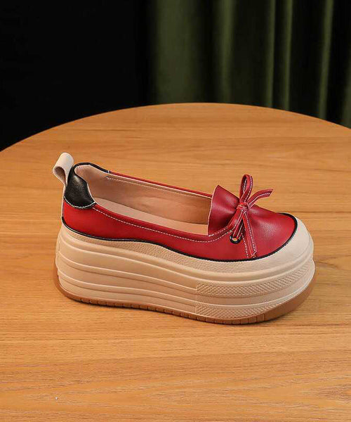 Shoes Leather Platform Splicing Black Unique Faux FashionChic