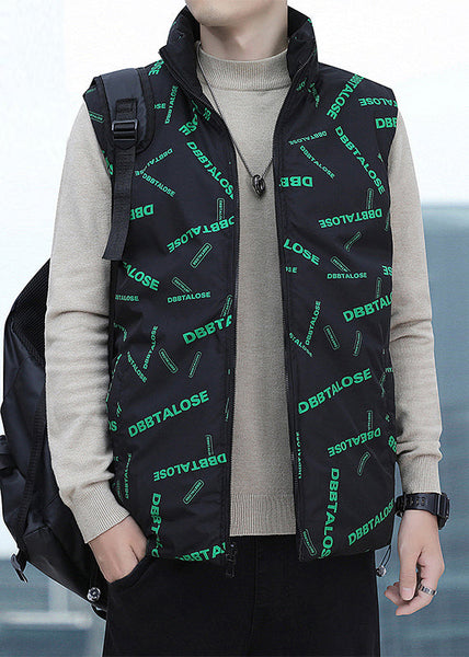 Black Pockets Cotton Filled Men Waistcoat Coat Zip Up Winter EQ038 ABC