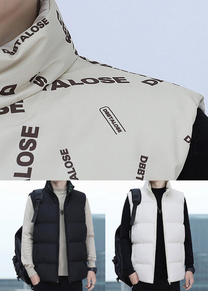 Black Pockets Cotton Filled Men Waistcoat Coat Zip Up Winter EQ038 ABC