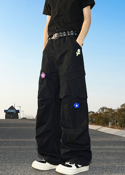 Pants Waist Pockets Cotton Summer High Men Black FashionChic