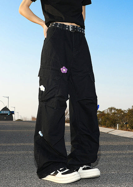 Pants Waist Pockets Cotton Summer High Men Black FashionChic