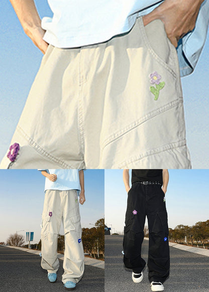 Pants Waist Pockets Cotton Summer High Men Black FashionChic