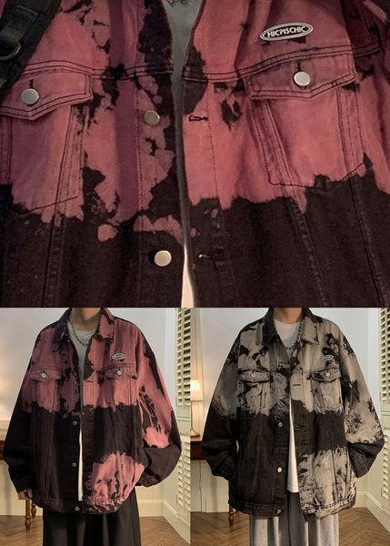 Denim Collar Loose Men Pan Peter Black Coat Pockets Fall FashionChic