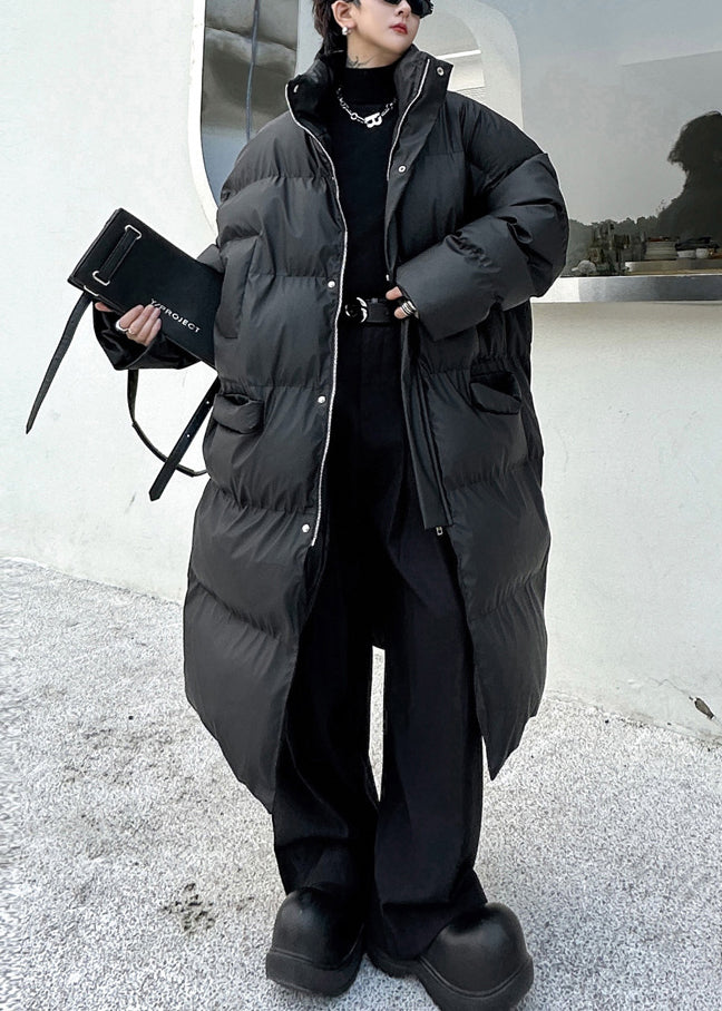 Black Pockets Men Long Parkas Stand Collar Winter RM004 ABC