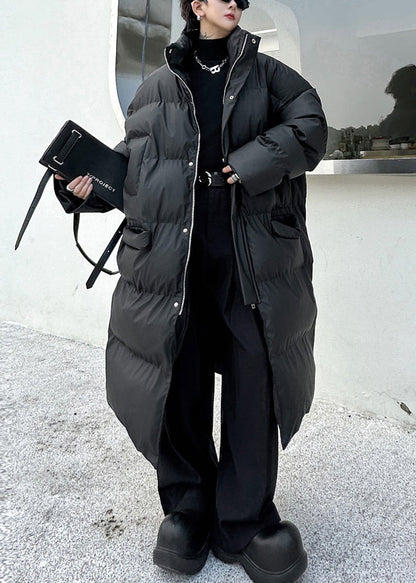 Black Pockets Men Long Parkas Stand Collar Winter RM004 ABC