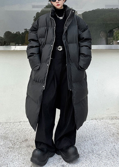 Black Pockets Men Long Parkas Stand Collar Winter RM004 ABC