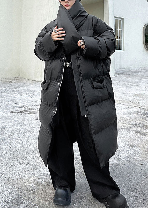 Black Pockets Men Long Parkas Stand Collar Winter RM004 ABC