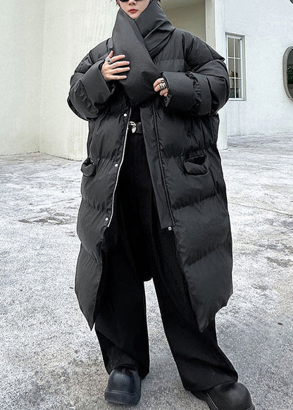 Black Pockets Men Long Parkas Stand Collar Winter RM004 ABC