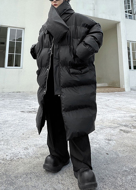 Black Pockets Men Long Parkas Stand Collar Winter RM004 ABC